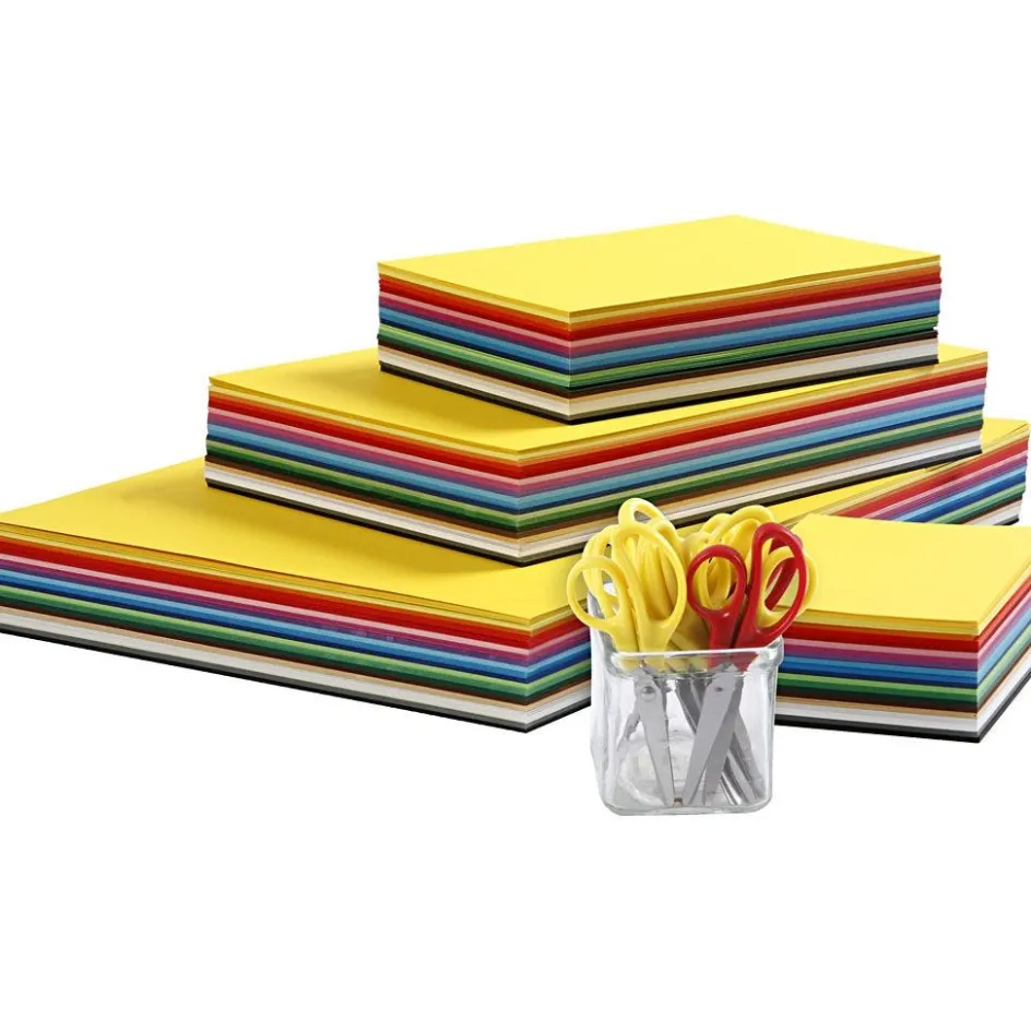 Creativ Company Coloured Kraft Card and Kids Scissors Set| Paper And Card