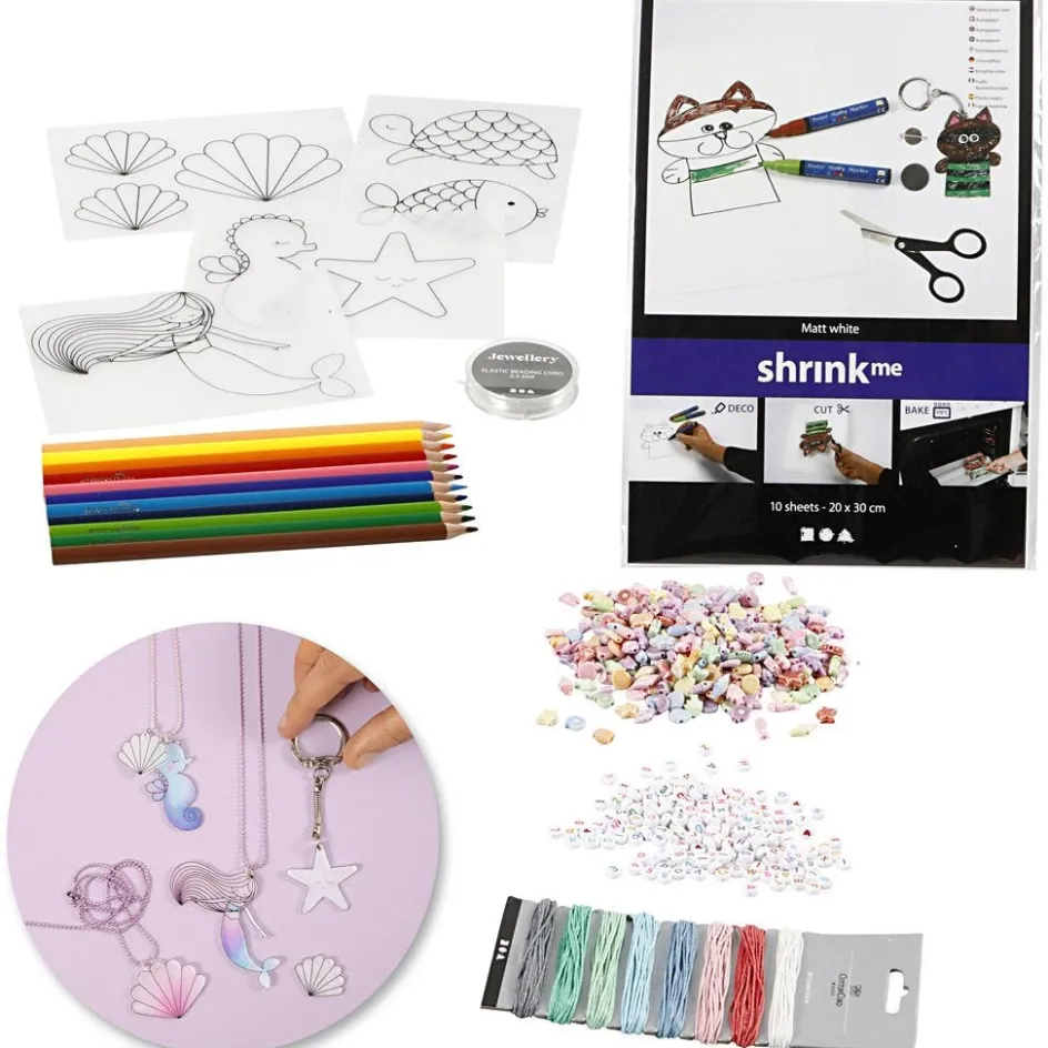 Creativ Company Creative kit – Jewellery-making with beads and shrink plastic sheets| Beads|Diy-Kits, Beads And Jewellery Making