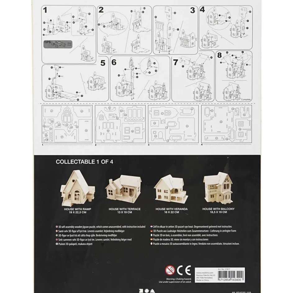 Creativ Company 3D Wooden Construction Kit| Decorative Houses And Vehicles