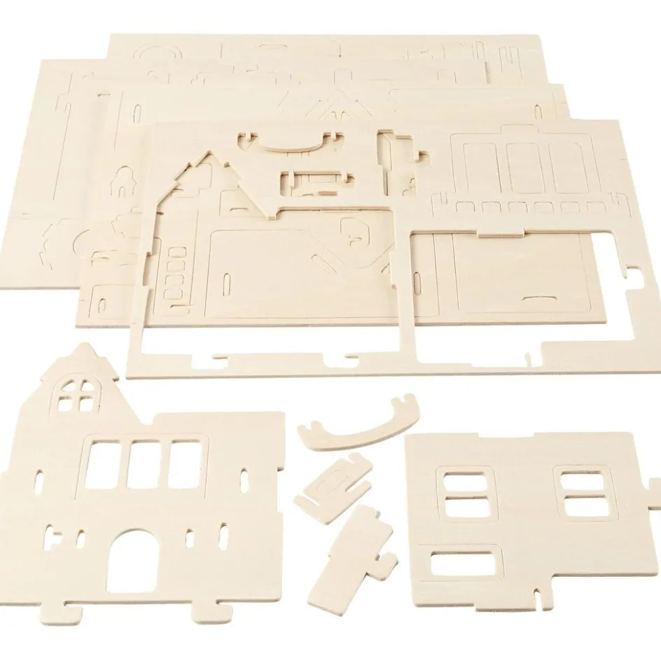 Creativ Company 3D Wooden Construction Kit| Decorative Houses And Vehicles