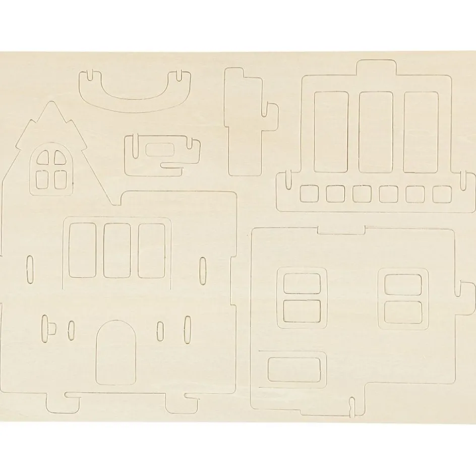 Creativ Company 3D Wooden Construction Kit| Decorative Houses And Vehicles