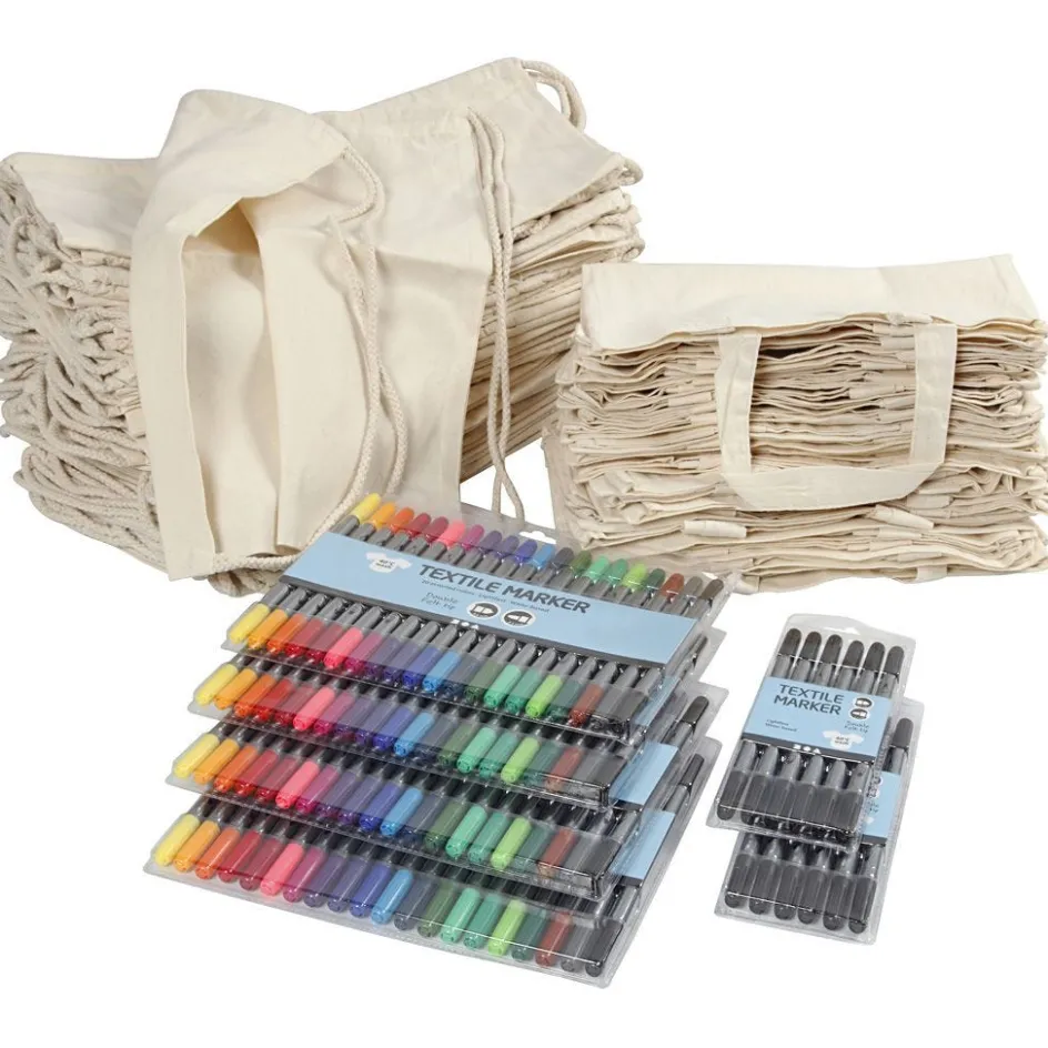 Creativ Company Drawstring and shopping bags with marker| Creative Classroom Sets|Finished Articles