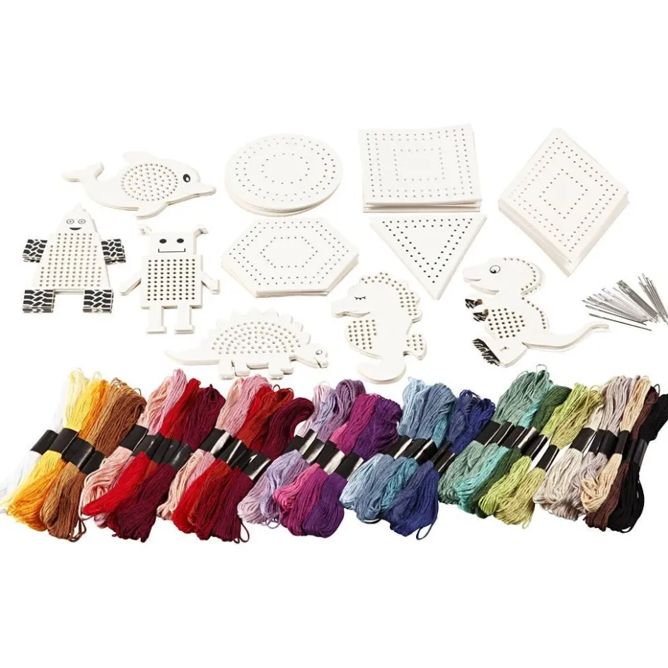 Creativ Company Embroidery figures with embroidery yarn| Creative Classroom Sets|Embroidery And Needle Punch