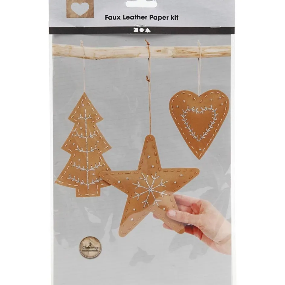 Creativ Company Faux Leather Christmas Ornaments| Leather Paper|Diy-Kits, Paper Crafts