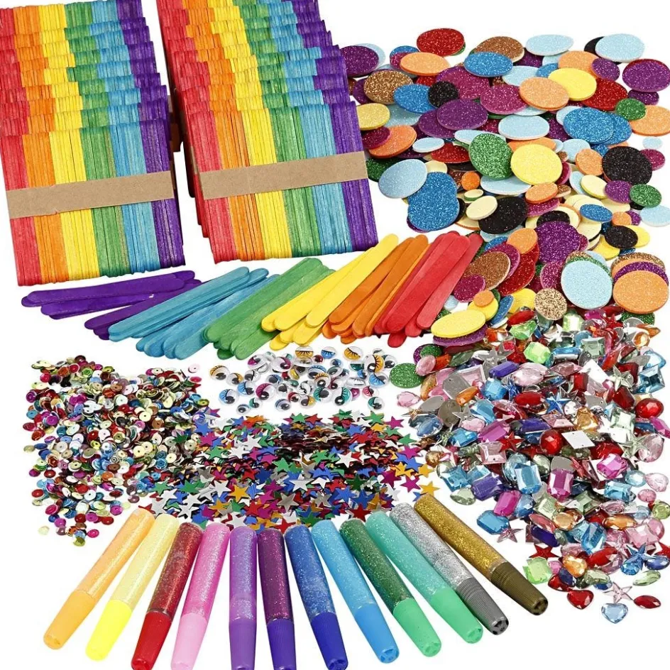 Creativ Company Glitter and Wood Sticks| Basic Items And Tools|Creative Classroom Sets