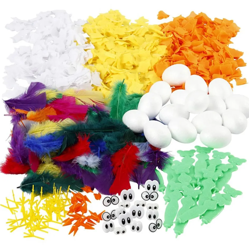 Creativ Company Kit To make Easter Chicks| Basic Items And Tools|Feathers, Pom-Poms And Pipe Cleaners