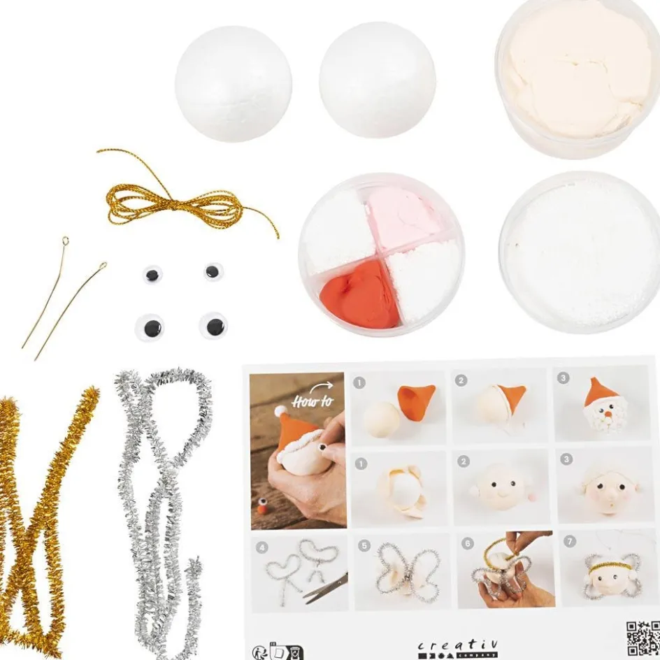Creativ Company Mini Craft Kit Christmas Baubles| Air Drying Clay And Modelling Compounds|Diy-Kits, Modelling And Casting