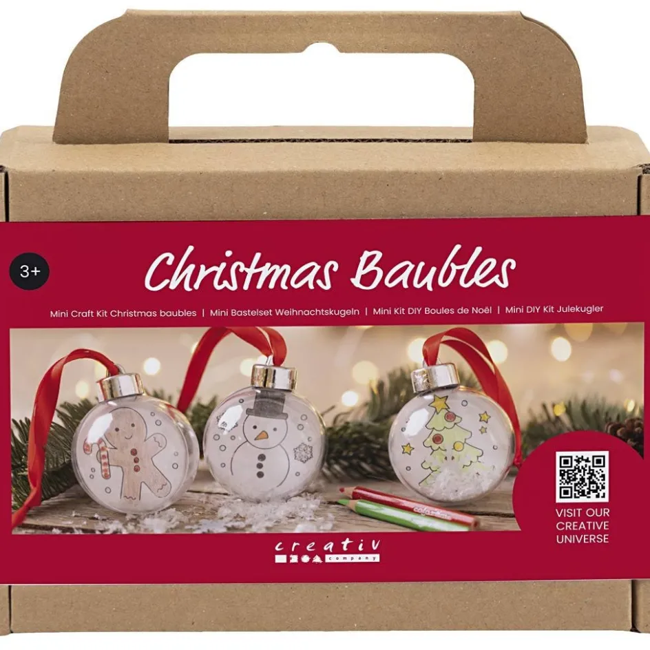 Creativ Company Mini Craft Kit Christmas Baubles| Figures, Eggs And Animals For Decorating|Diy-Kits, Items For Decoration