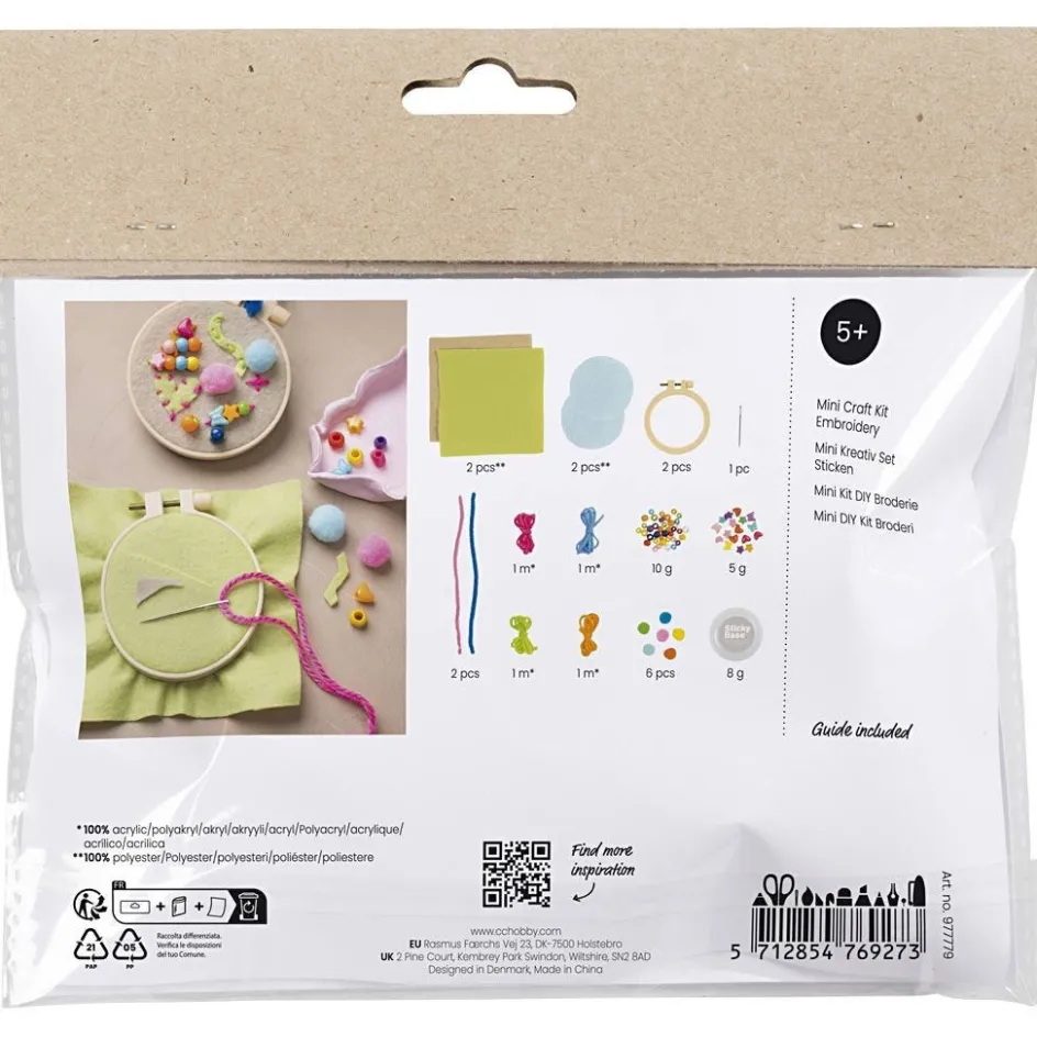 Creativ Company Mini Craft Kit Embroidery| Embroidery And Needle Punch|Diy-Kits, Textiles And Yarn
