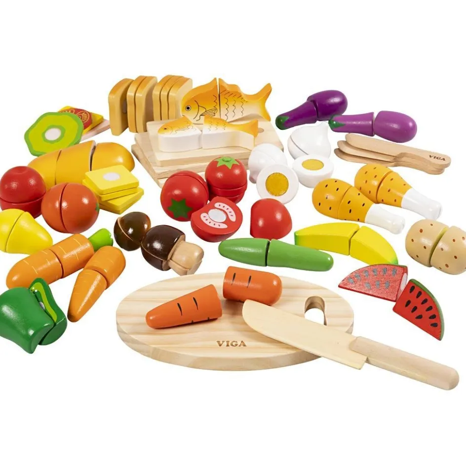 VIGA cuttable wooden food play set| Indoor Play
