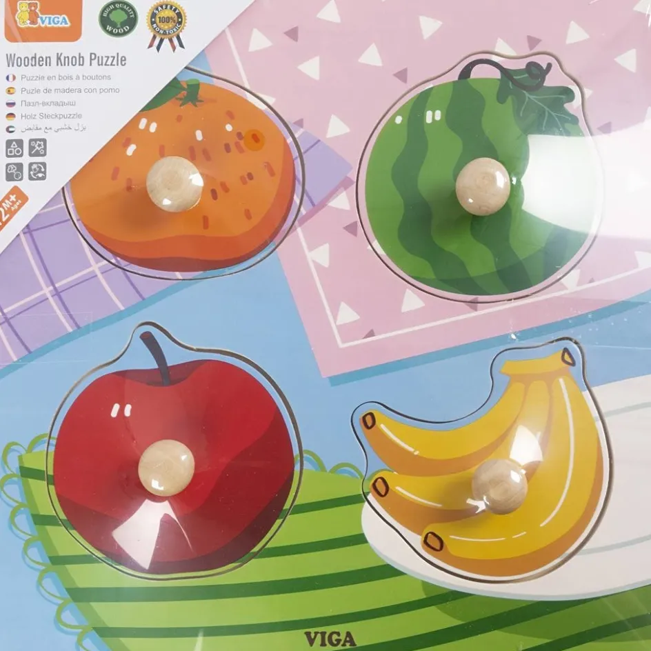 VIGA wooden jigsaw puzzles with knobs| Indoor Play