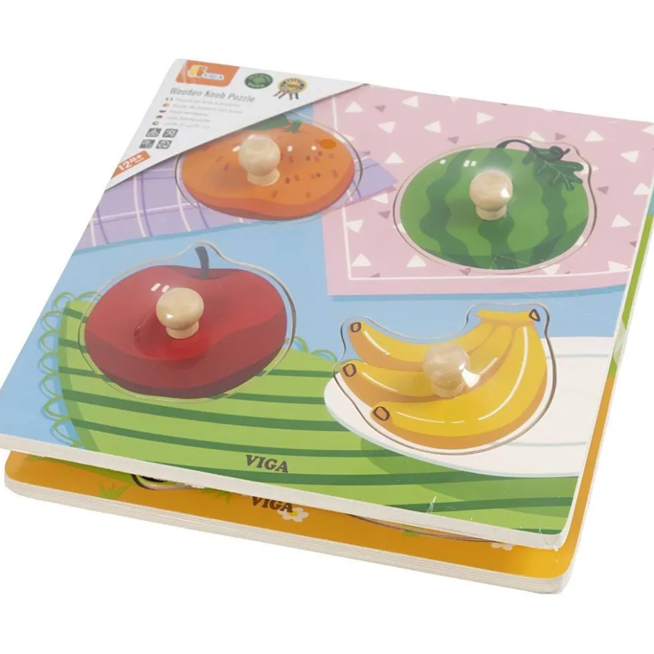 VIGA wooden jigsaw puzzles with knobs| Indoor Play
