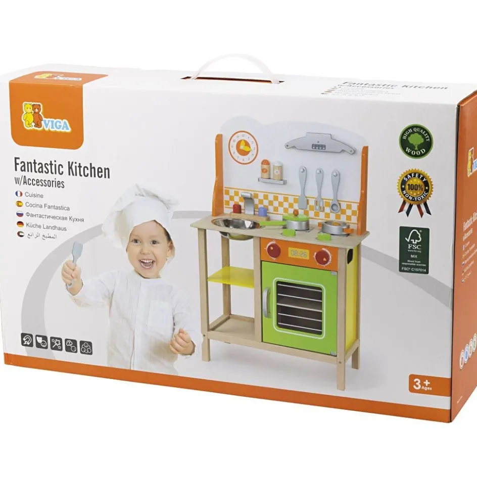 VIGA wooden play kitchen| Indoor Play