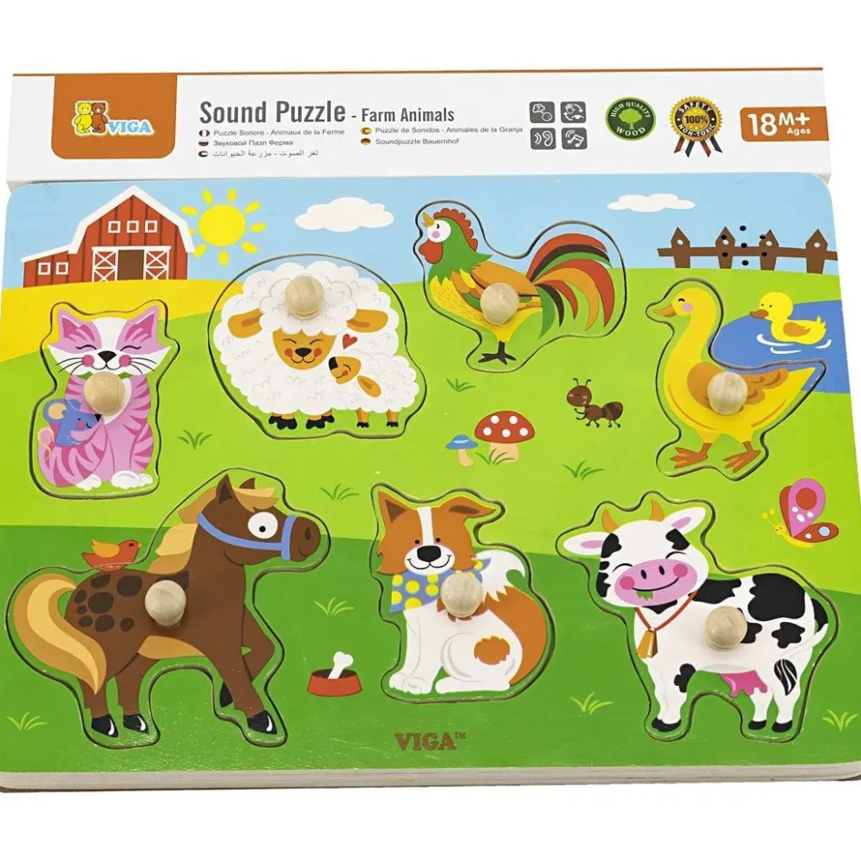 VIGA Wooden Puzzles with Sounds| Indoor Play