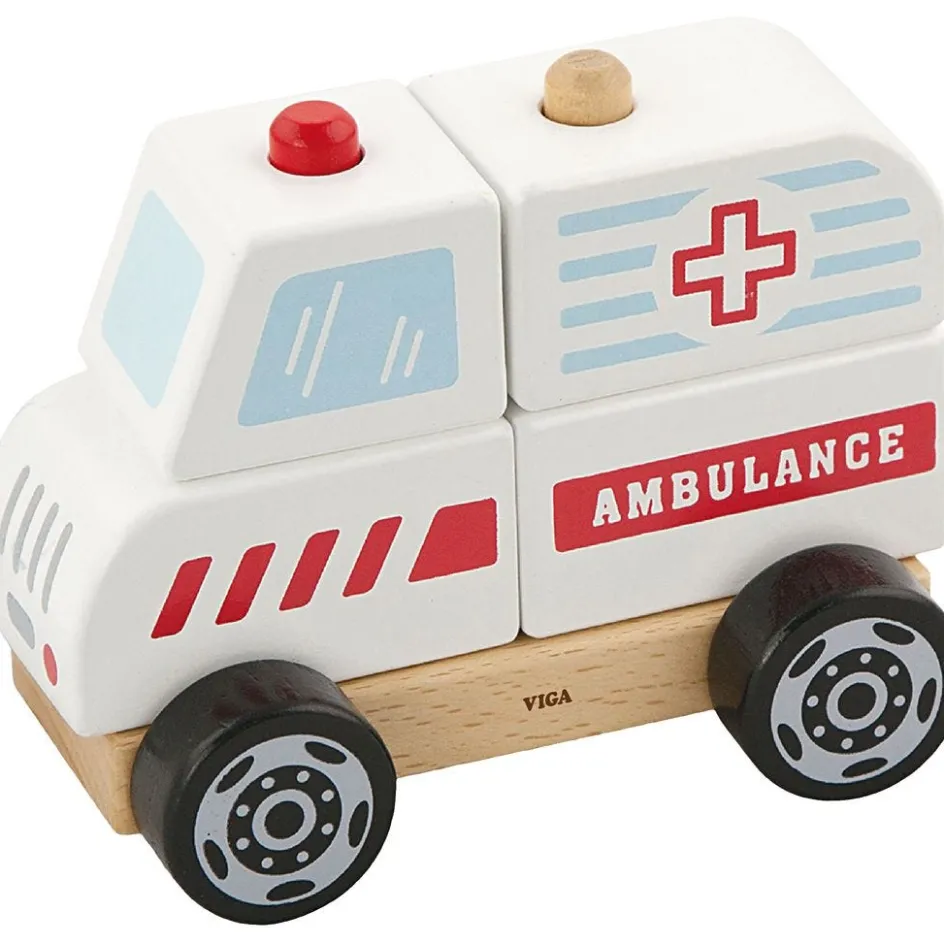 VIGA wooden stacking ambulance toy| Indoor Play