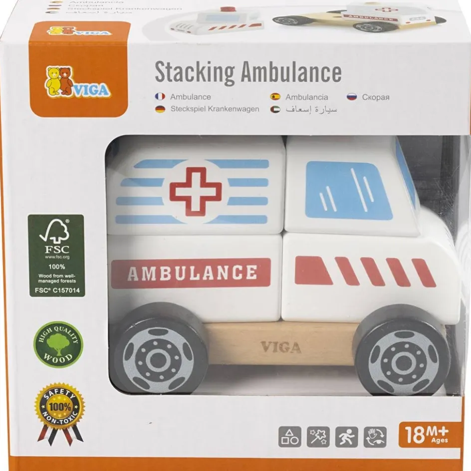 VIGA wooden stacking ambulance toy| Indoor Play