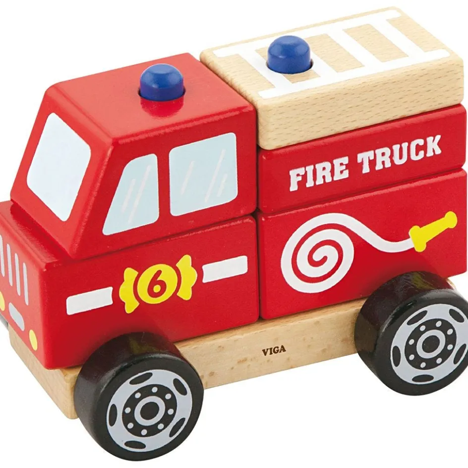 VIGA wooden stacking fire engine toy| Indoor Play