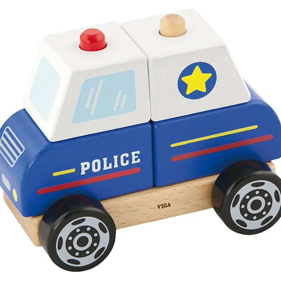 VIGA wooden stacking police car toy| Indoor Play