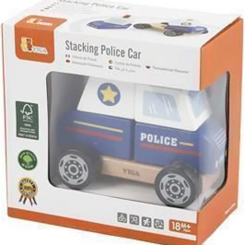 VIGA wooden stacking police car toy| Indoor Play
