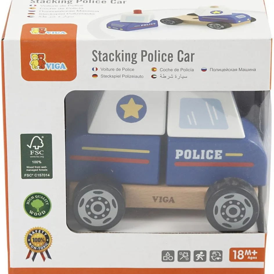 VIGA wooden stacking police car toy| Indoor Play