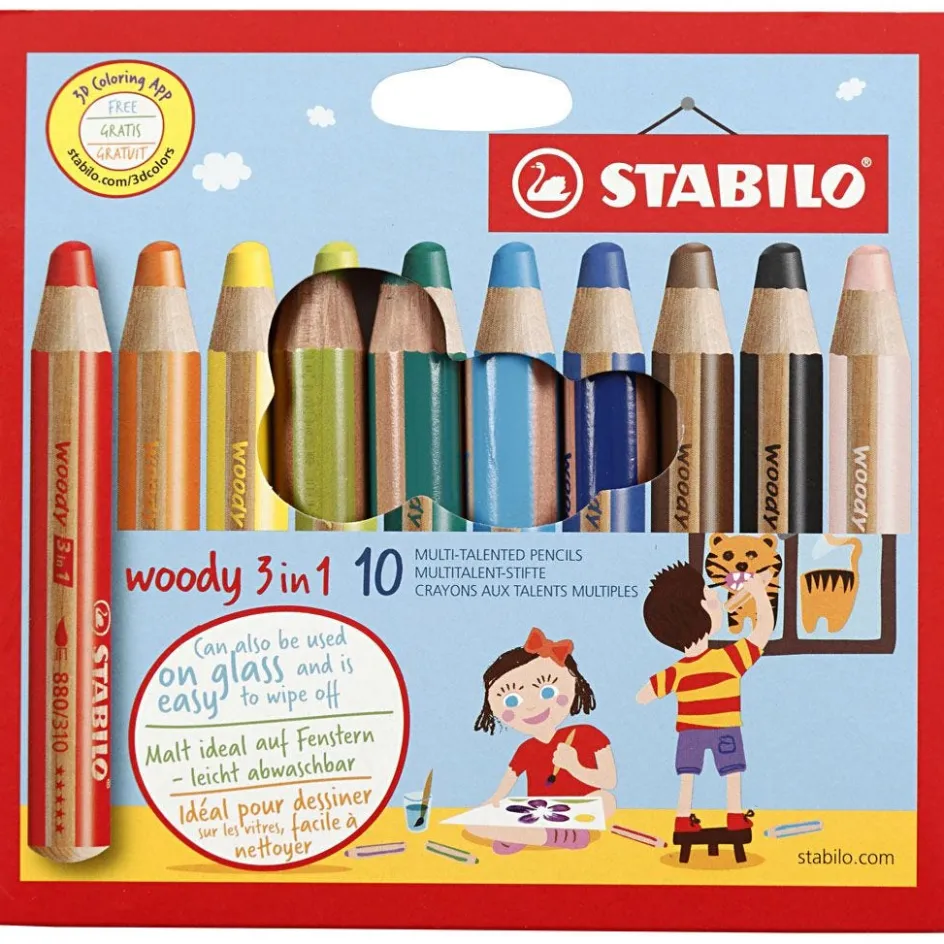 Creativ Company Woody 3-in-1 Pencils| Watercolour Paints